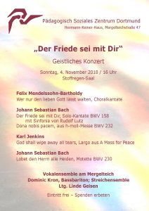 Der Friede sei mit Dir – Novemberkonzert 2018 Der Friede sei mit Dir - Plakat Novemberkonzert 2018